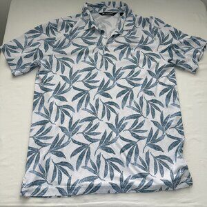 TravisMathew Polo Shirt Mens Large Leaf Print Golf Casual Short Sleeve